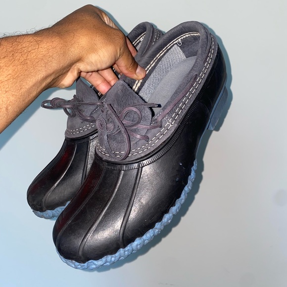 LL Bean Bean Boots Duck Shoes Mens Sz 11M Rubber Moc Waterproof Low Black - Picture 1 of 6
